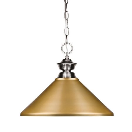 Z-LITE Pendant Lights 1 Light Pendant, Brushed Nickel & Satin Gold 100701BN-MSG